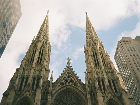 St. patrick's cathedral towers against the sky.