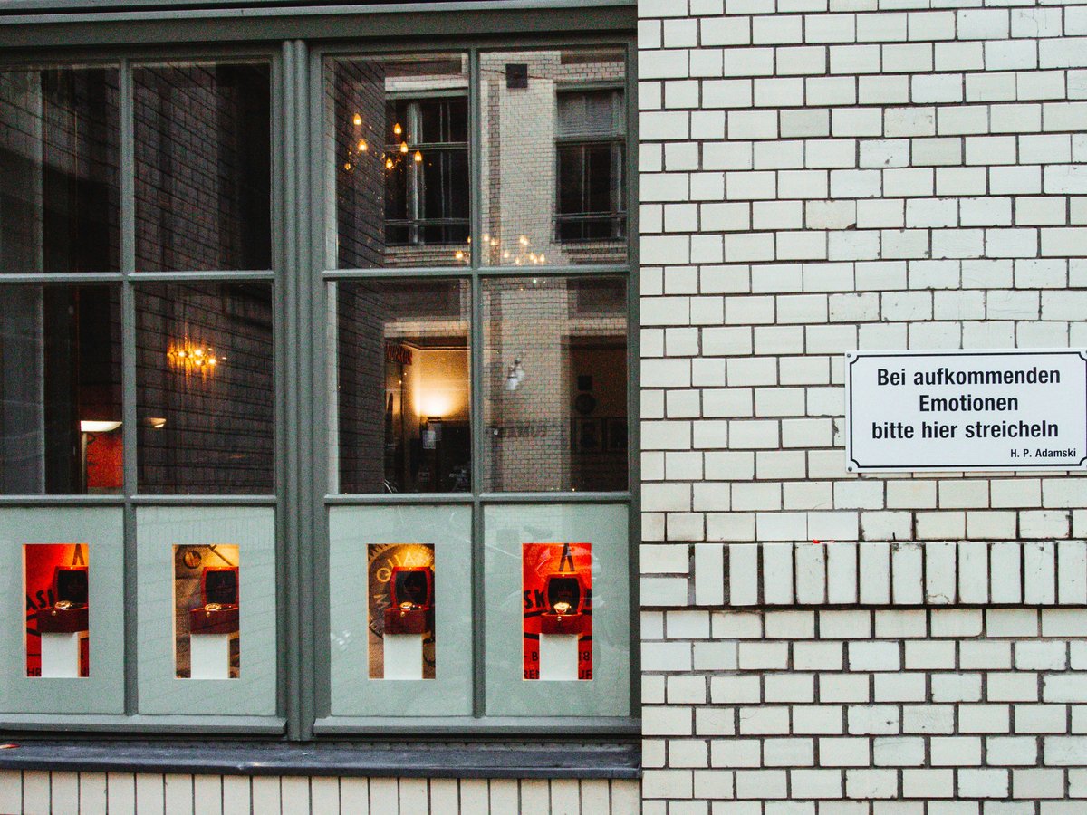 a sign on a window