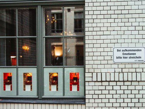 a sign on a window