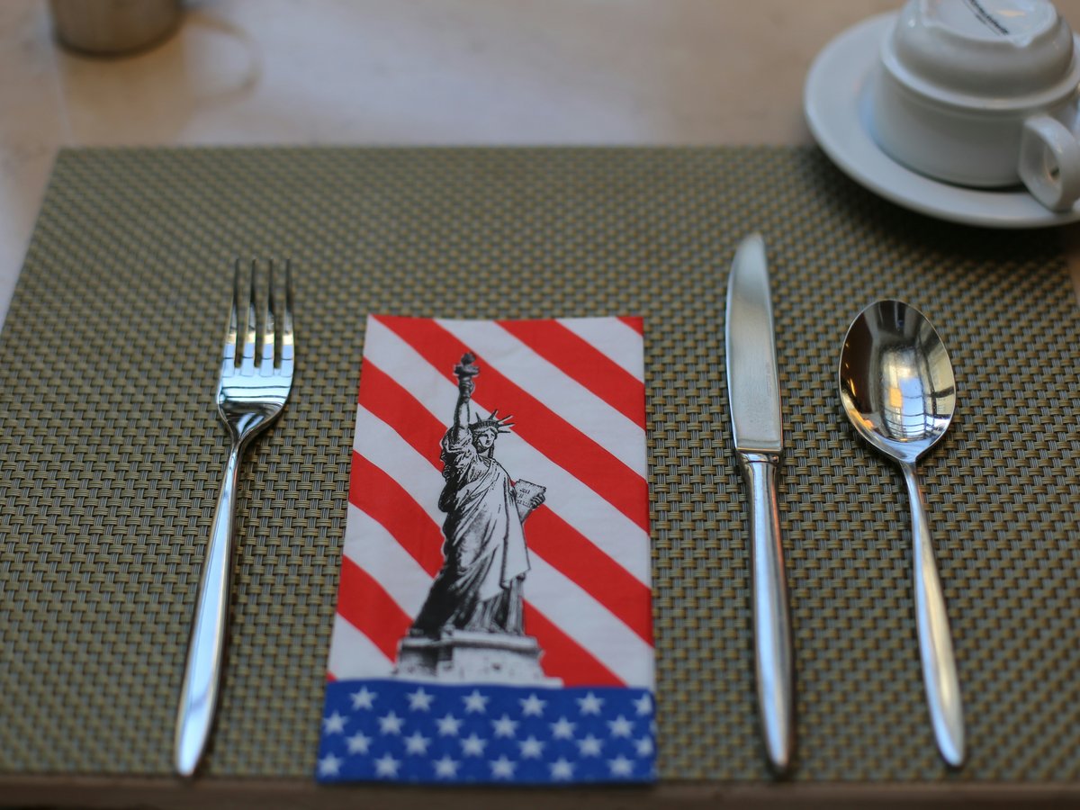 silver fork and bread knife on white ceramic plate