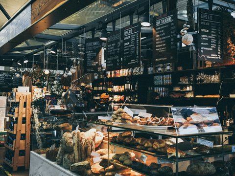 person inside bakery shop