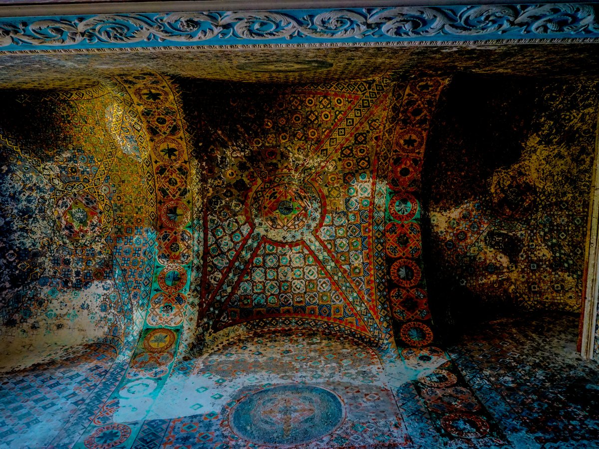 brown and black floral ceiling