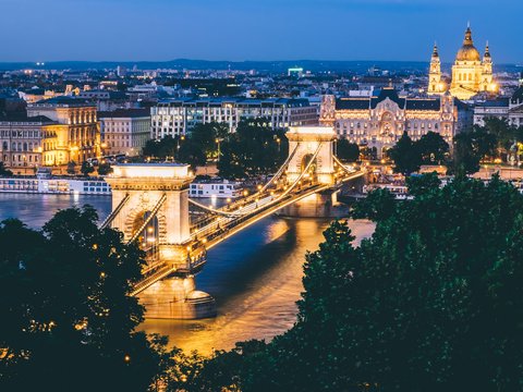 landscape photo of bridge with lights