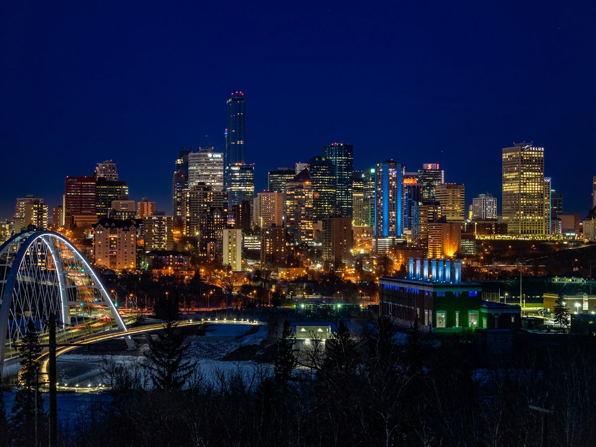 city skyline during night time
