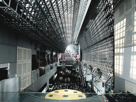 a large metal structure with lots of windows