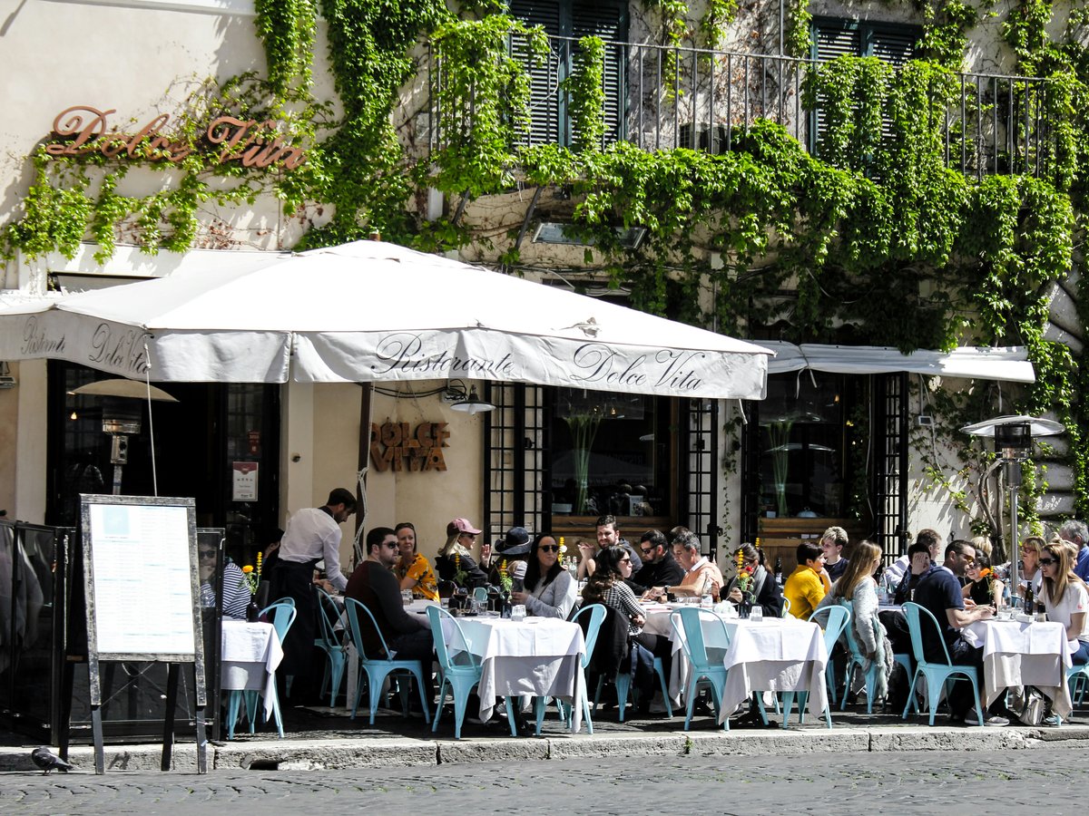 group of people eating at restaurants