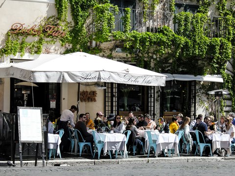group of people eating at restaurants