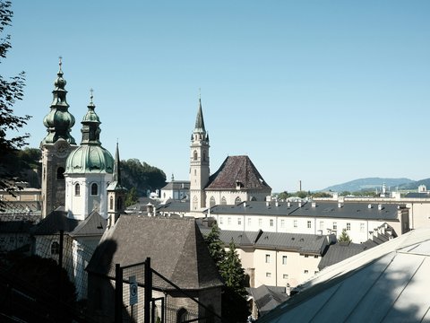 a view of a city from the top of a building