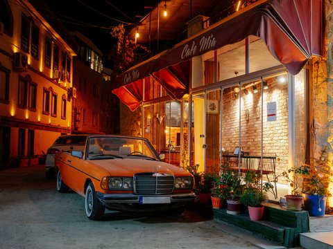 a car parked in a street