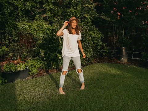 woman standing on field