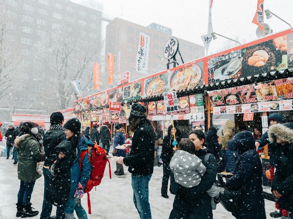 people near building during winter season