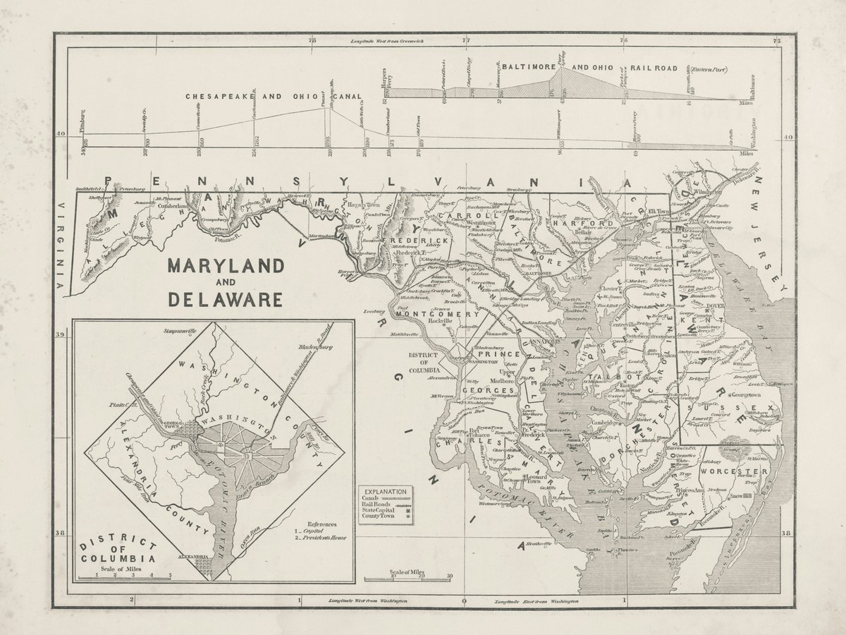 Map of maryland and delaware with inset.