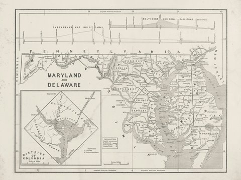 Map of maryland and delaware with inset.