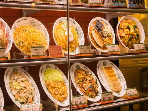 a display case filled with lots of different types of food