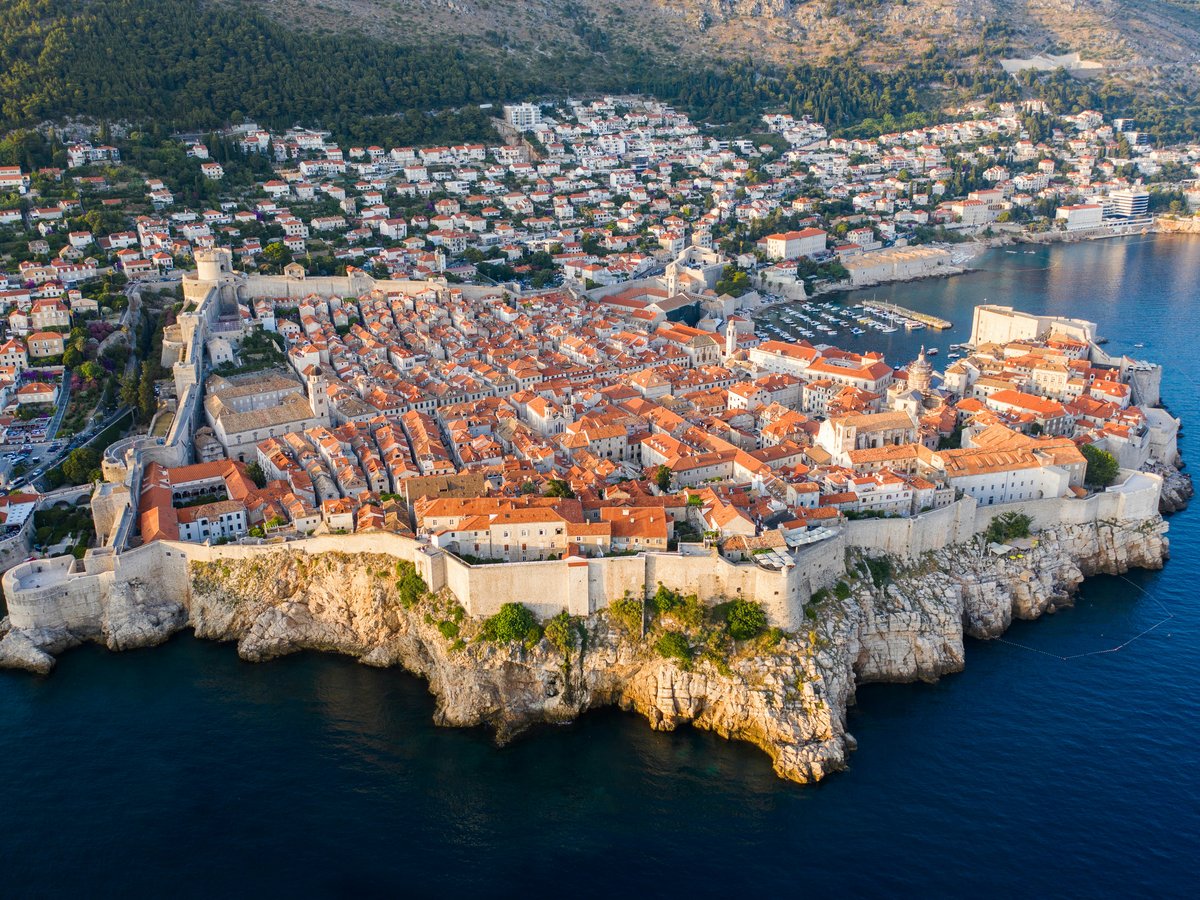 aerial view of city buildings near body of water during daytime