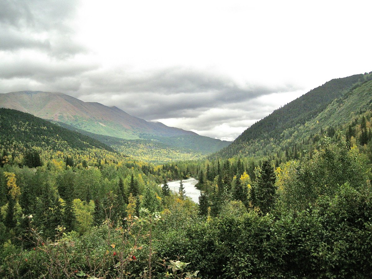 a river in a valley