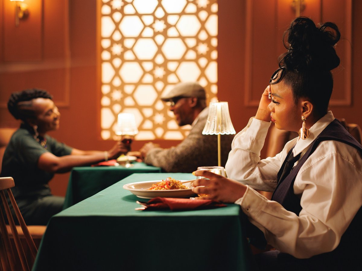 People enjoying a meal at a restaurant