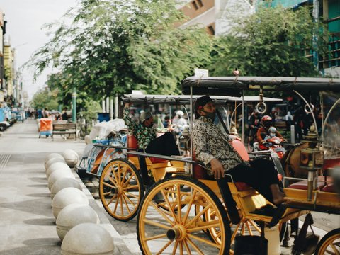 people riding on brown wooden carriage during daytime