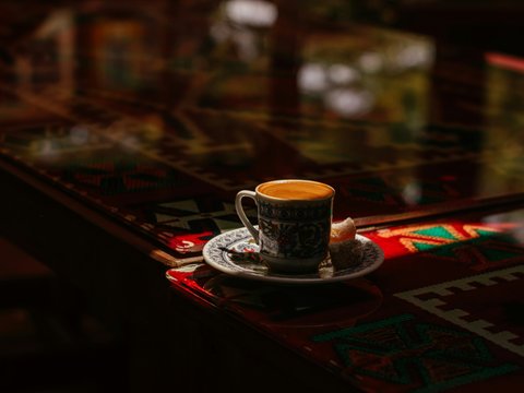 a coffee cup on a table