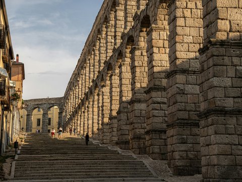 a stone building with steps leading up to it