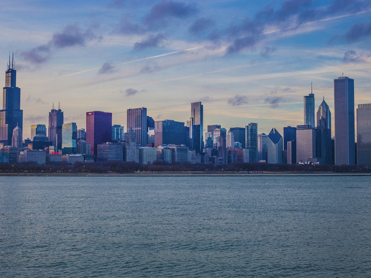 chicago skyline across lake michigan