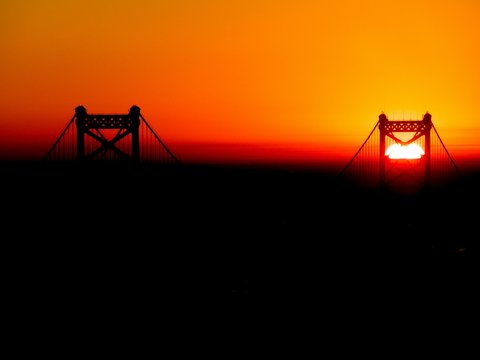 golden hour over bridge during sunset