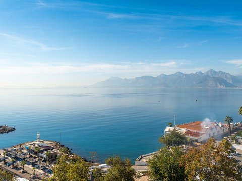 a large body of water surrounded by mountains