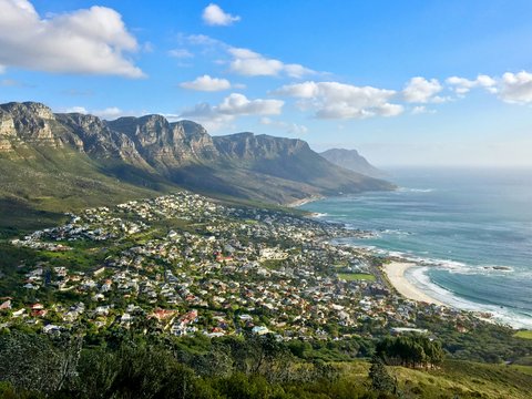 aerial view of mountain with seaside